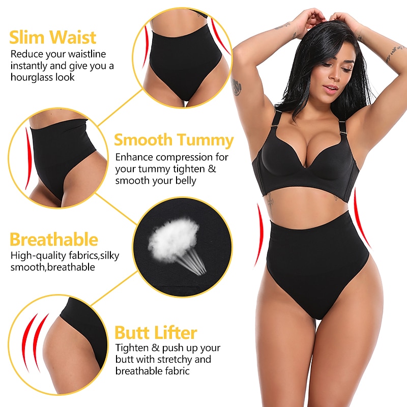 Women's High-Waist Shapewear Tummy Control Panty Waist Trainer Butt Lift Tights Leggings Burgundy Pink Orange Yoga Fitness Gym Workout Sports Activewear 2026 - $10.49 –P2