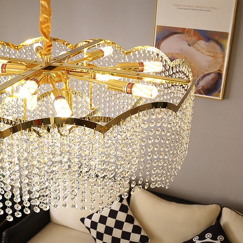 נברשת קריסטל אור תליון led 60 ס"מ פנס desgin נירוסטה מודרנית 110-120 v 220-240 v 2025 - $1006.09 –P1