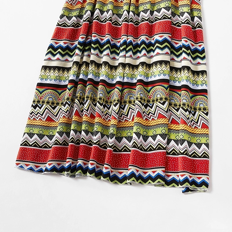 Mommy and Me Children's Day Dresses Rainbow Striped Daily Wear Print Multicolor Blue Green Sleeveless Knee-length Tank Dress Boho Matching Outfits 2026 - $16.49 –P6