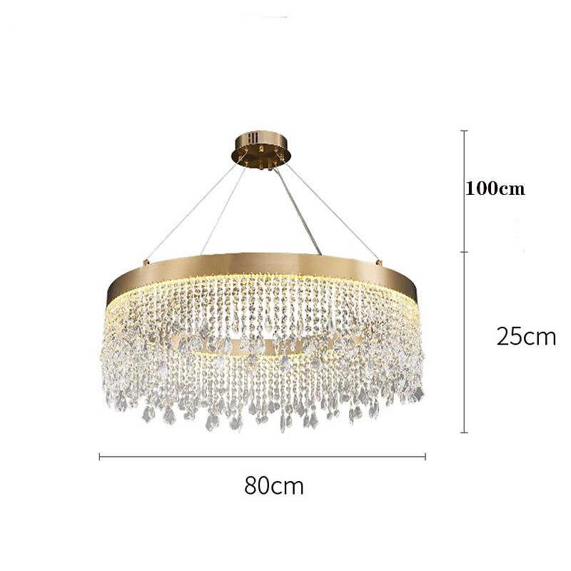 ledet anheng lys gull krystall lysekrone 60cm 80cm lantern desgin lysekrone rustfritt stål galvanisert led 110-120v 220-240v 2025 - $1186.49 –P6