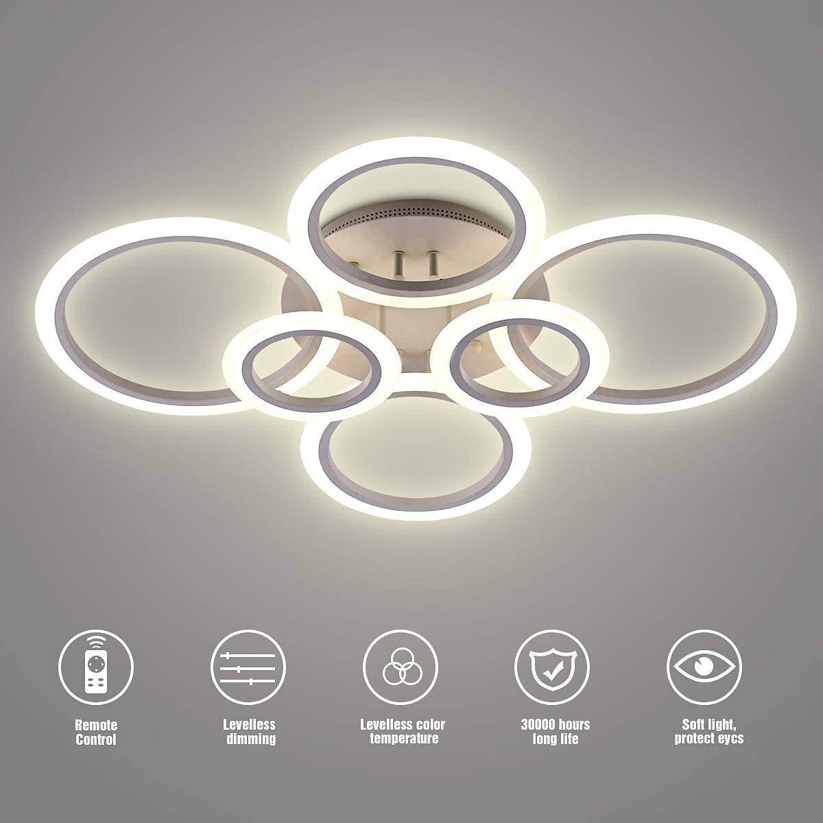 LED Ceiling Light Glow outward LED Ceiling Light 4/6/8-Light Flush Mount Lights Circle Design Modern Style Simplicity Acrylic 90W Living Room Dining Room Bedroom Light Fixture 2025 - $197.99 –P6