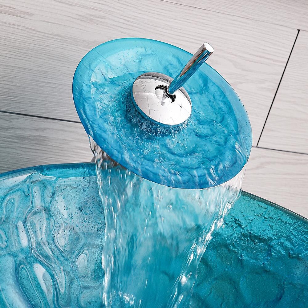 lavandino del bagno / rubinetto del bagno / lavabo per lavabo con anello di montaggio del bagno - lavello rotondo in vetro temperato del 2025 a $315.89 –P10