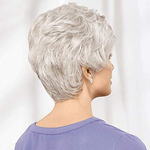 Graue Perücken für Frauen Kurze Perücken für Frauen Natürlich aussehende Alte Damen Perücke für Mama Kurze Locken Graue Perücke mit Pony für Hitzebeständige Synthetische Faserhaare Perücken für alte 2025 - $19.99 –P4
