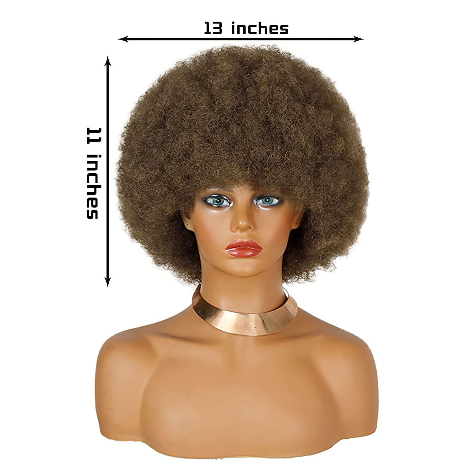 коричневые парики для женщин светло-коричневый афро-парик для чернокожих женщин пышные светло-коричневые афро-парики 70-е годы большой упругий и мягкий натуральный парик короткий афро-кудрявый 2025 - $28.99 –P1