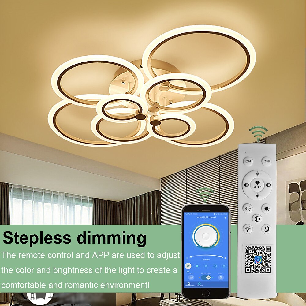 LED Ceiling Light Glow outward LED Ceiling Light 4/6/8-Light Flush Mount Lights Circle Design Modern Style Simplicity Acrylic 90W Living Room Dining Room Bedroom Light Fixture 2025 - $197.99 –P13