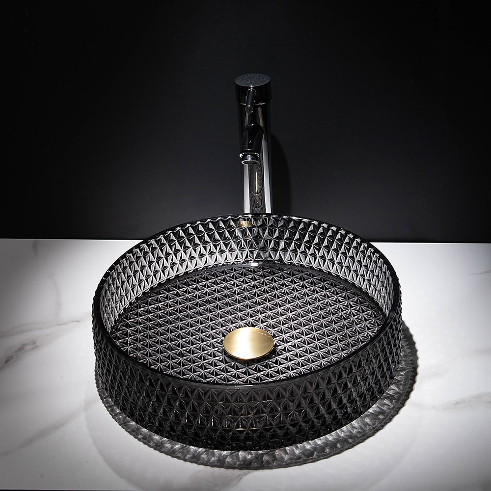 Lavabo de salle de bain avec robinet chromé, lavabo en verre, lavabo à cylindre, lavabo à main, installation de plan de travail, bassin en verre avec robinet en laiton chromé de 2025 ? GBP £225 –P10
