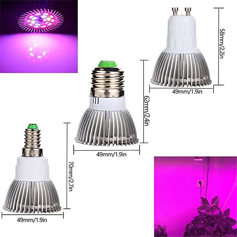 volledig spectrum led kweeklamp e27/gu10/e14 lamp - uv zwart licht & ir 28 leds voor kas & plantenkweekset van 4/6 2025 - $25.99 –P2