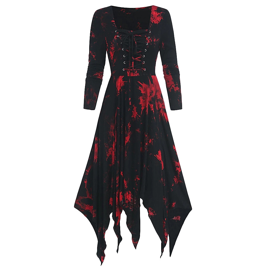 Retro / vintage Punk i gotyk Średniowieczne Sukienka Sukienka o kroju A Goth Girl Strój na bal maskowy Damskie Halloween Karnawał Bal maskowy Dzienne zużycie Festiwal Dla dorosłych Sukienka Wiosna 2026 - $30.99 –P2