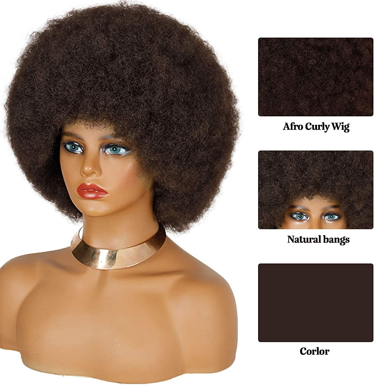 коричневые парики для женщин светло-коричневый афро-парик для чернокожих женщин пышные светло-коричневые афро-парики 70-е годы большой упругий и мягкий натуральный парик короткий афро-кудрявый 2025 - $28.99 –P5