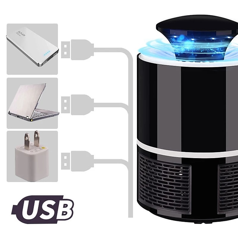 Bugzapper automatische binnen insectenval - uv zwart licht & ventilator muggen, fruitvliegen & muggen killer met usb oplaadbaar 2025 - $13.99 –P7