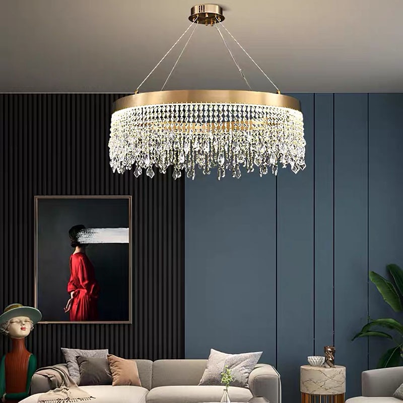 ledet anheng lys gull krystall lysekrone 60cm 80cm lantern desgin lysekrone rustfritt stål galvanisert led 110-120v 220-240v 2025 - $1186.49 –P10