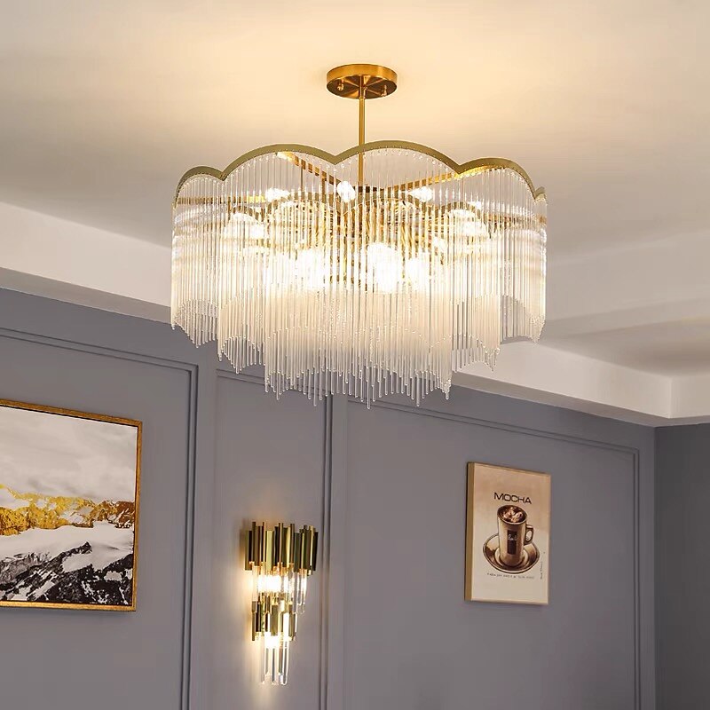 ledet anheng lys moderne krystall lysekrone 80 cm lantern desgin innfelt lys rustfritt stål galvanisert 110-120v 220-240v 2025 - $1444.69 –P12