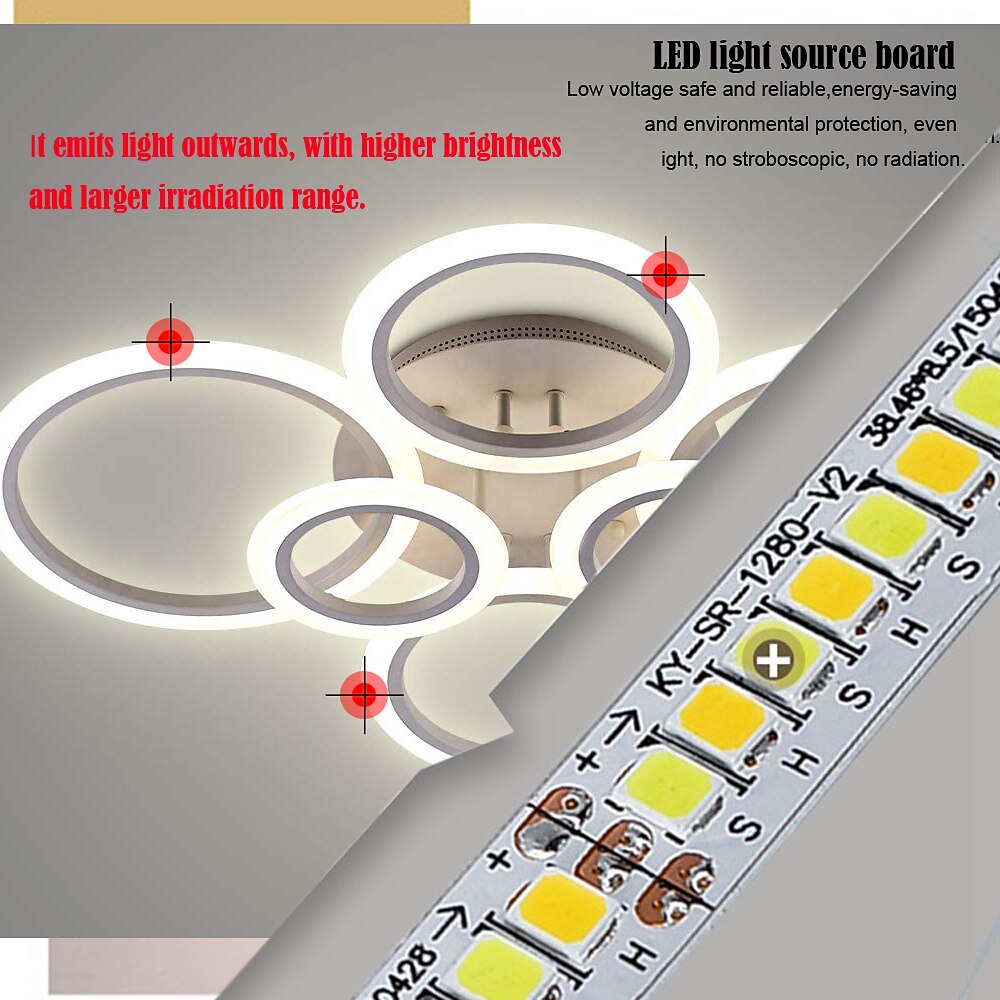 LED Ceiling Light Glow outward LED Ceiling Light 4/6/8-Light Flush Mount Lights Circle Design Modern Style Simplicity Acrylic 90W Living Room Dining Room Bedroom Light Fixture 2025 - $197.99 –P2