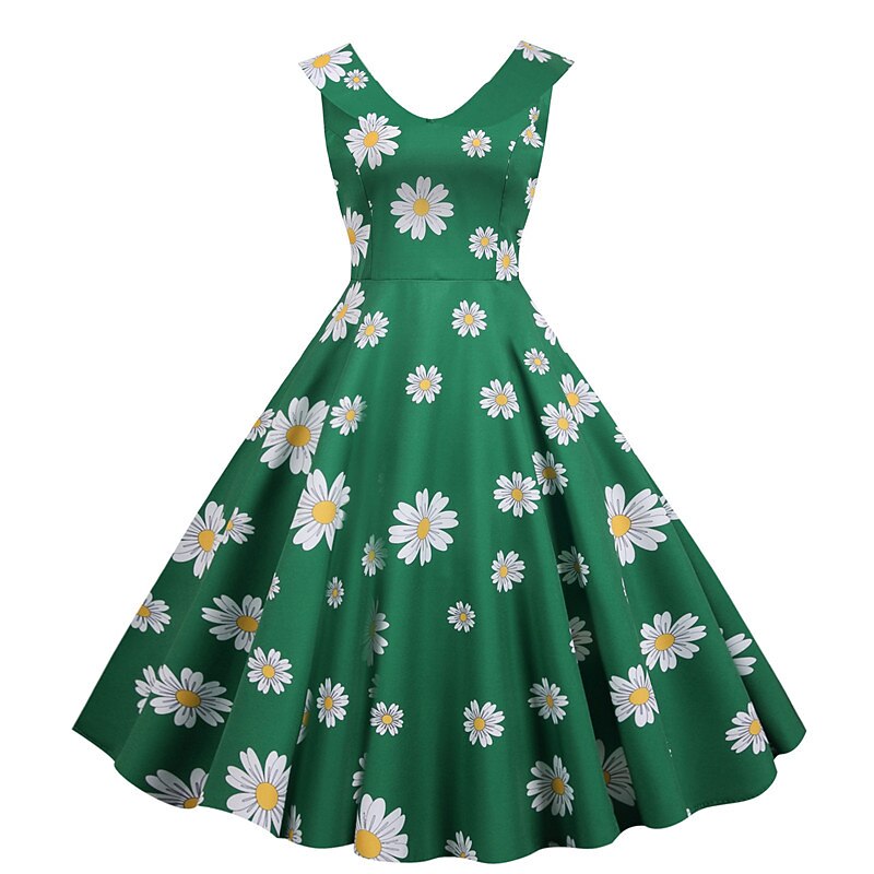 1950s Cocktail Dress Vintage Dress Dress Rockabilly Flare Dress Flower /  Floral Turndown Fancy Dress Women's Christmas Halloween Carnival Vacation  Homecoming Prom Adults' Dress Homecoming Dresses 2026 - $25.99