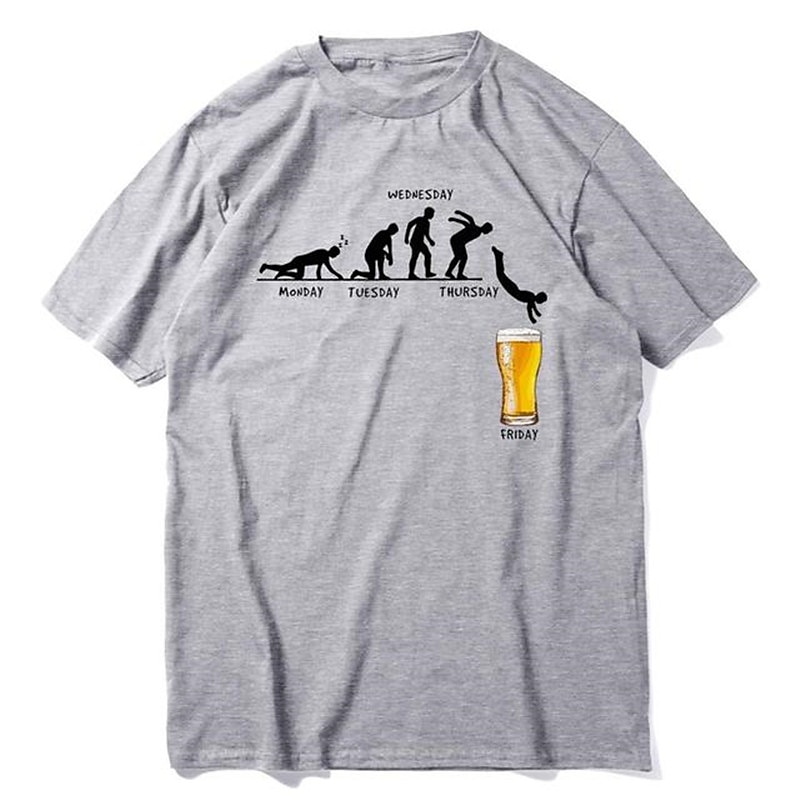 Bărbați Bere Uman Tricou Tricouri 100% Bumbac Manșon scurt Grafic Cămaşă Heather Grey Negru Alb Tricou confortabil Casual Festivalul de Bere Îmbrăcăminte de designer de modă 2025 - $15.99 –P9