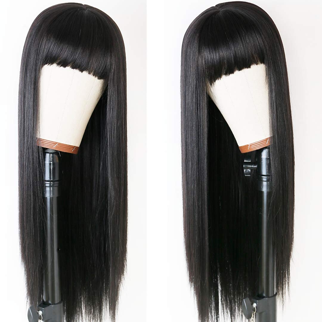 groene pruik steil haar pruik met lucht pony machine pruik diepe wortel gradiënt groen 2 kleuren lange hittebestendige vezel synthetisch haar lijm gratis 24 inch 2025 - $28.99 –P9