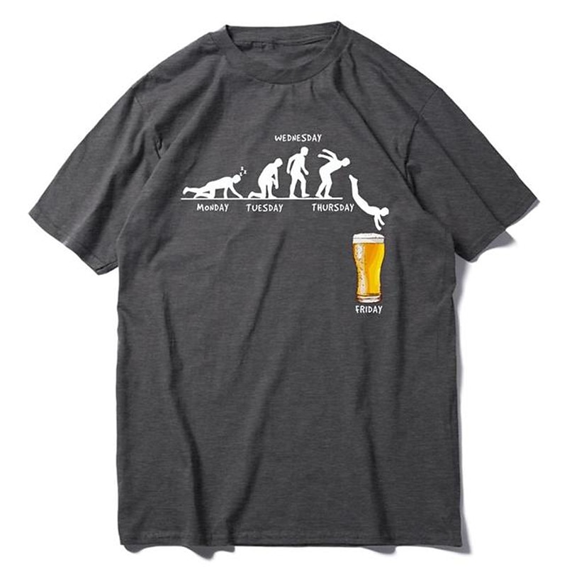 Bărbați Bere Uman Tricou Tricouri 100% Bumbac Manșon scurt Grafic Cămaşă Heather Grey Negru Alb Tricou confortabil Casual Festivalul de Bere Îmbrăcăminte de designer de modă 2025 - $15.99 –P8