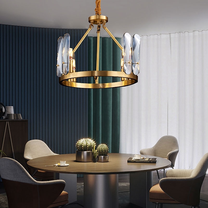 Lámpara colgante de luz led, lámpara de cristal de cobre, lujo, estilo nórdico moderno, 4 6 8 cabezas, 220-240 v, 110-120 v 2025 - $780.12 –P4