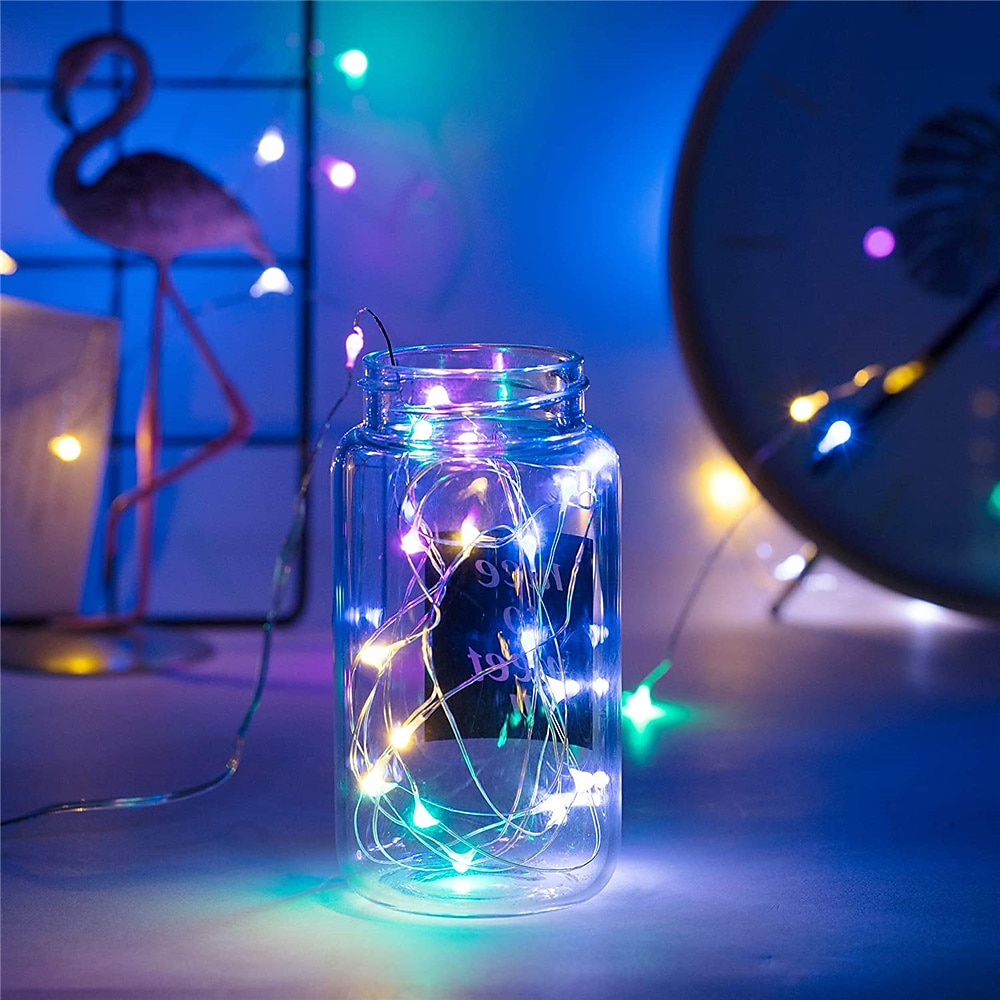 Confezione da 100 luci natalizie fata a batteria 7 piedi 20 led impermeabili mini luci stringa lucciole con filo d'argento flessibile per centrotavola matrimonio barattolo di vetro mestiere ghirlande del 2025 a $12.99 –P5