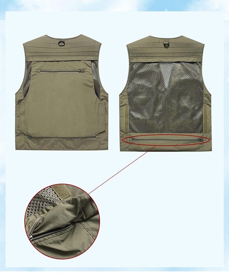 Men's Fishing Vest Cycling Vest Hiking Vest Jacket Coat Top Outdoor UV Resistant Ultra Light (UL) Breathable Quick Dry POLY Mesh Army Green Khaki Dark Navy Hunting Fishing Climbing / Lightweight 2025 - $34.99 –P3