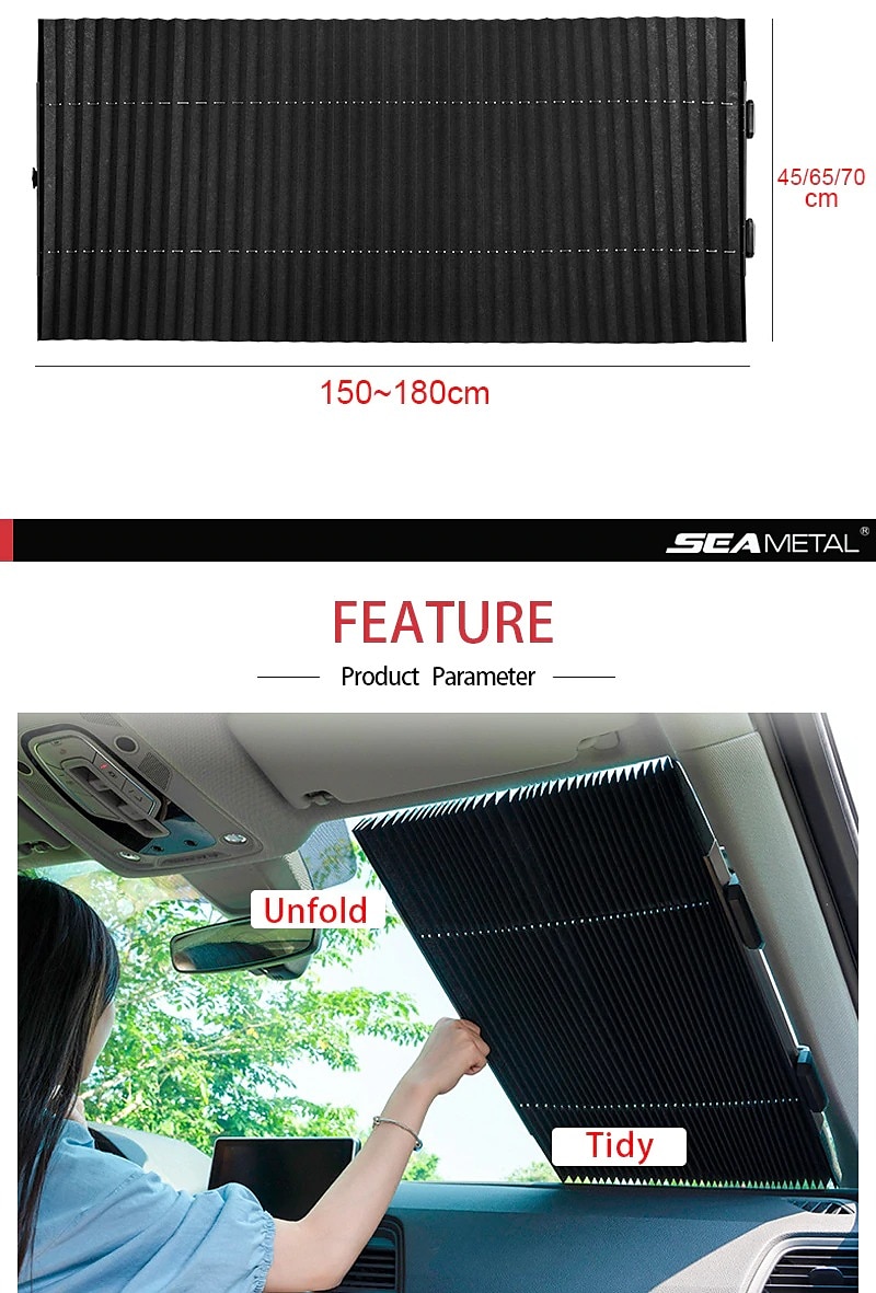 Retractable Windshield Sun Shade for Car Large Sun Visor Protector Blocks 99% UV Rays Sun-shading and Heat-Insulating Car Sun-shield Cover for Car Front Sunshade 2025 - $31.99 –P7
