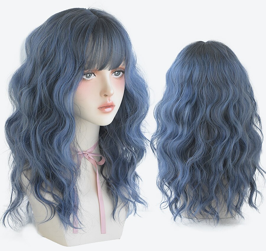 lang krullend bruin haar zwart geverfd op de top hoge temperatuur zijde synthetische pruik met knal vrouwen mode haren 2025 - $17.49 –P6