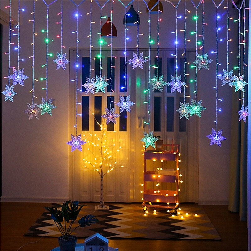 Led string light 3.5m 24 droop 96 diod led string lights oświetlenie okienne gwiazdy i płatki śniegu bajkowe światła halloween boże narodzenie kreatywne przyjęcie dekoracyjne 220-240 v 110-120 v 1 2025 - $25.99 –P6