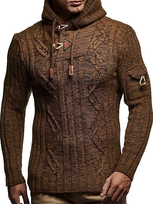 Homens Suéter Carregam Pulôver suéter Moletom com capuz Suéter de gola alta Cabo Tricotar Botão Tricotado Côr Sólida Gola Alta à moda Estilo vintage Roupa Outono Inverno Branco Marron S M L de 2025 por $37.99 –P3