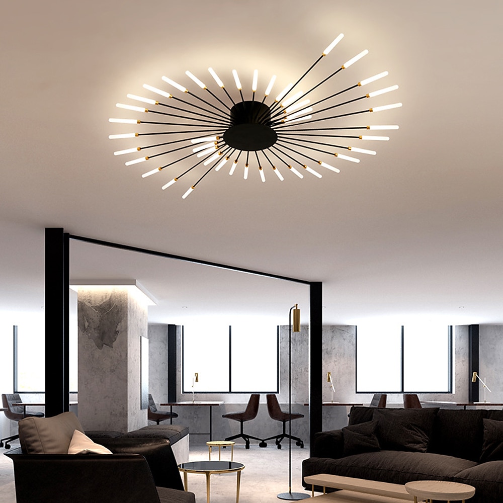 Lampada da soffitto plafoniera LED sala da pranzo soggiorno lampada moderna  LED nero a forma di