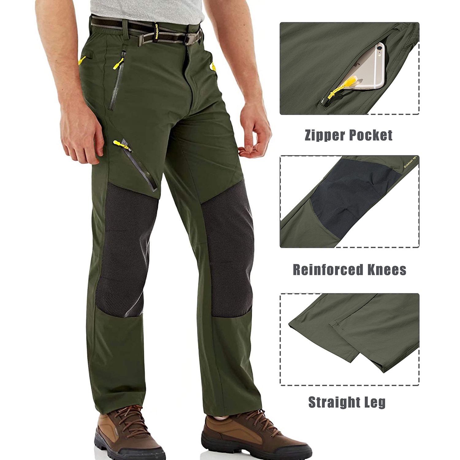 Men's Water Resistant Work Pants Hiking Mountain Pants Trousers Military Outdoor Summer Ripstop Quick Dry Pants Spandex 4 Zipper Pockets Elastic Waist Lightweight Bottoms Navy Gray Black Army Green 2025 - $34.99 –P1