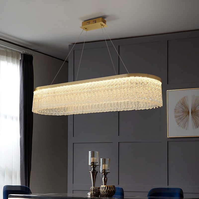 lámpara colgante de luz led lámpara de cristal luz de la isla de cocina diseño de círculo dorado moderno diseño de linterna de 80 cm metal galvanizado 220-240v 110-120v 2025 - $760.09 –P5