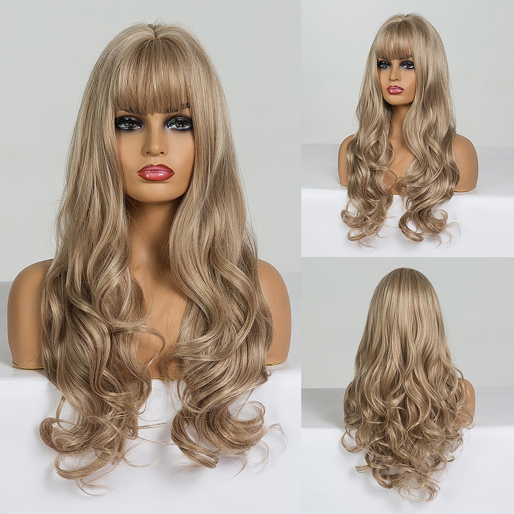synthetische pruik golvend middelste stuk pruik lang a24 synthetisch haar dames zacht party makkelijk mee te nemen blond roze zwart barbiecore pruiken 2025 - $28.99 –P10
