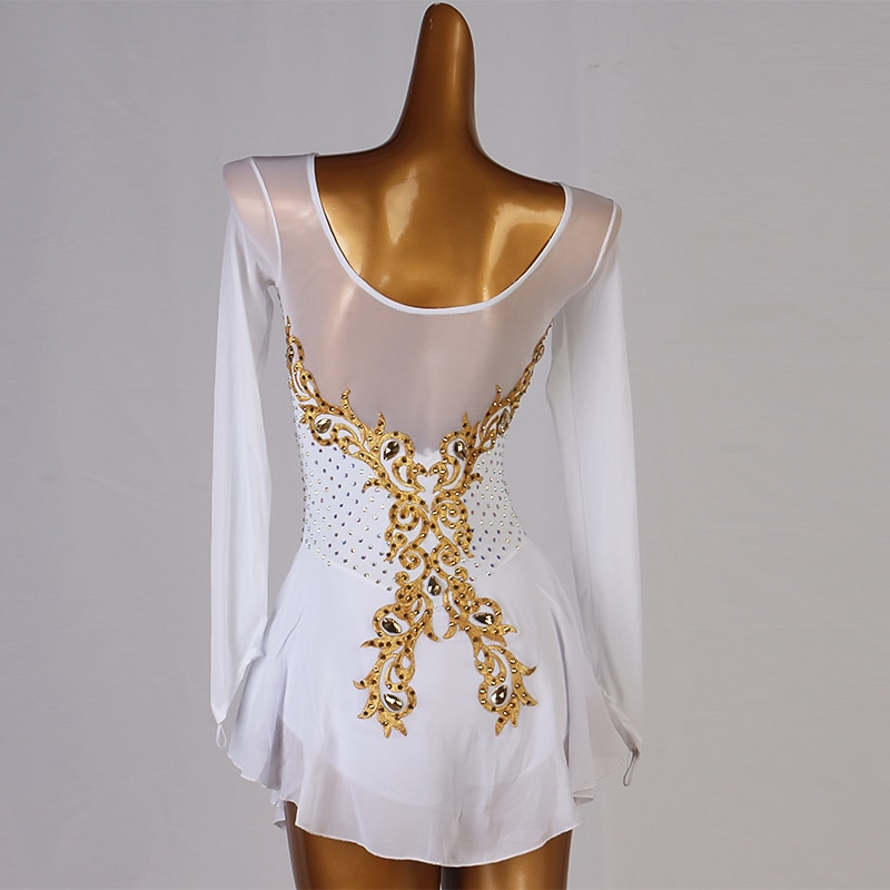 Vestido de patinaje artístico Mujer Chica Patinaje Sobre Hielo Vestidos Accesorios Blanco Negro Retazos Malla Licra Alta elasticidad Entrenamiento Profesional Competición Ropa de Patinaje Hecho a mano 2026 - $117.99 –P2
