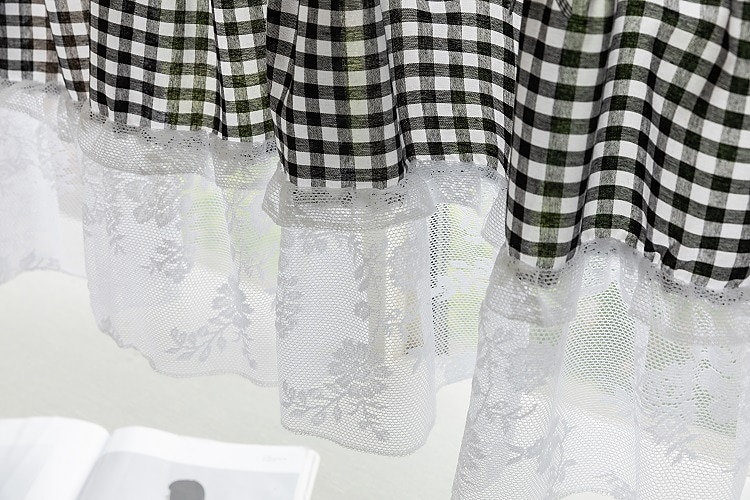 2025年 キッチンカーテン、バランスカーテン、ショートカフェカーテン ファームハウスティアカーテン レース付きショートウィンドウトリートメント 1パネルロッドポケットチェック  コレクション – $32.99 –P4