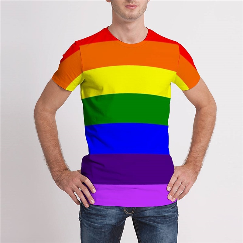 Homme à imprimé arc-en-ciel Lettre Imprimés Photos T shirt Tee T-shirts drôles Manche Courte T-shirt 3D effet Col Rond Chemise Design Classique Décontractées du quotidien Vacances Arc-en-ciel Eté de 2025 ? $17.99 –P2