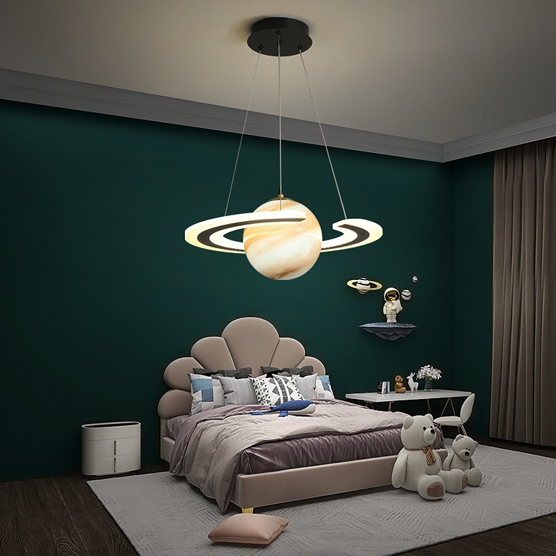 Lampa wisząca led projekt planety 45 cm latarnia desgin sypialnia światło metalowe malowane wykończenia nowoczesne 220-240v 110-120v 2025 - $549.99 –P8