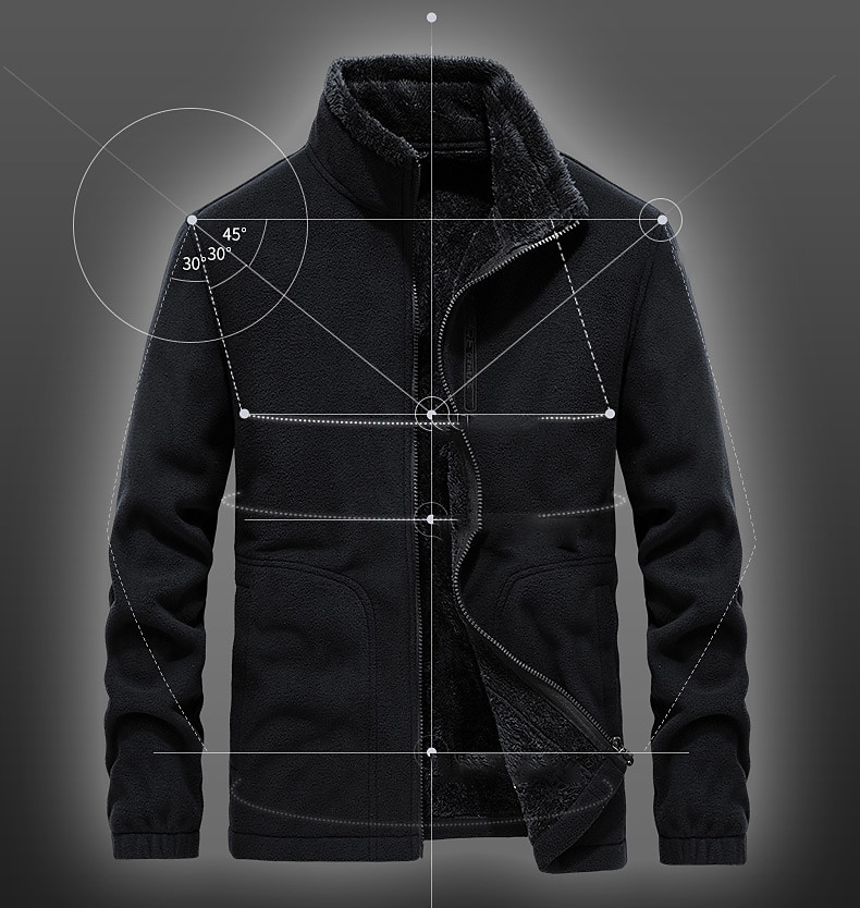 chaqueta de lana de senderismo para hombre rompevientos forro polar invierno al aire libre color sólido térmico cálido a prueba de viento ligero cuello alto prendas de vestir exteriores gabardina superior solo deslizador caza pesca escalada azul 2025 - $41.99 –P4