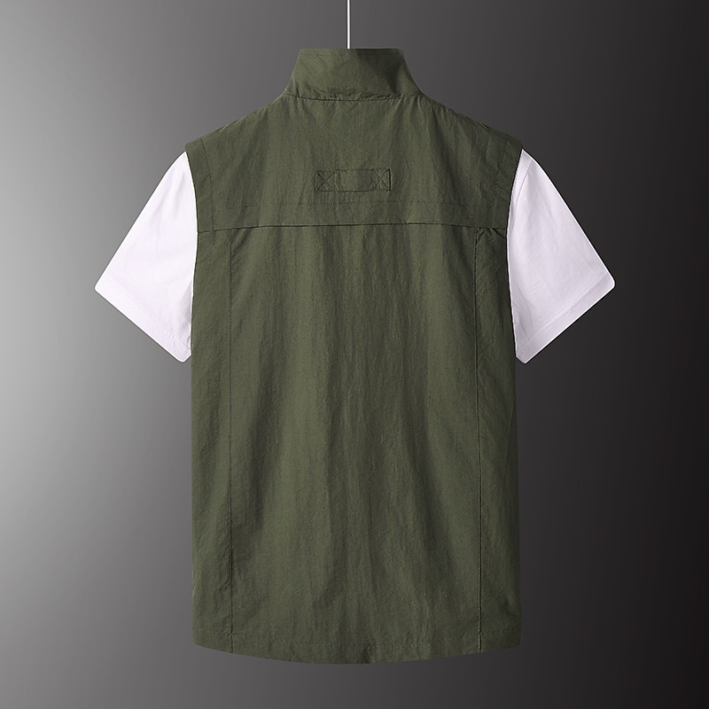 Herr Fiskeväst Vandringsväst Militär taktisk jacka Ärmlös Jacka Kappa Överdelar Utomhus Multi-pocket Andningsfunktion Snabb tork Lättvikt Sportig Dragkedja Polyester Armégrön Grå Kaki Jakt Fiske 2025 - $38.99 –P1