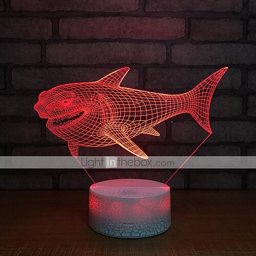 luz de noche led lámpara de tiburón 3d multi 7 cambio de color interruptor táctil lámpara de mesa óptica alimentado por usb para la habitación del hogar bar fiesta decoración del festival decoración 2025 - $30.99 –P5
