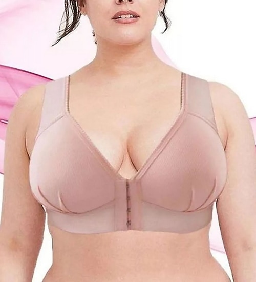 Sutiãs push up femininos com cobertura total, renda, cor pura, fecho frontal, nylon, sexy, 1 peça, preto, rosa, roupas para casa de 2025 por $12.49 –P7