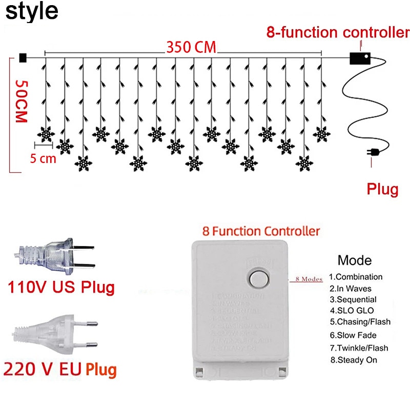 LED String Light 3.5m 24 Droop 96 LEDs String Lights Window lights Stars and Snowflakes Fairy Lights  Halloween Christmas Creative Party Decorative 220-240 V 110-120 V 1 set 2025 - $25.99 –P8