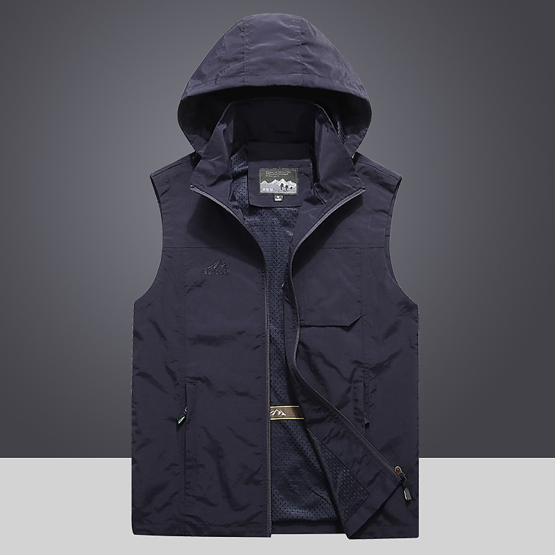 Hombre Chaleco de pesca Chaleco para senderismo Sin Mangas Chaqueta Abrigo Camiseta Al aire libre Transpirable Secado rápido Resistente a los UV Multi bolsillo Bolsillo Básico POLY Negro Verde 2025 - $47.99 –P3
