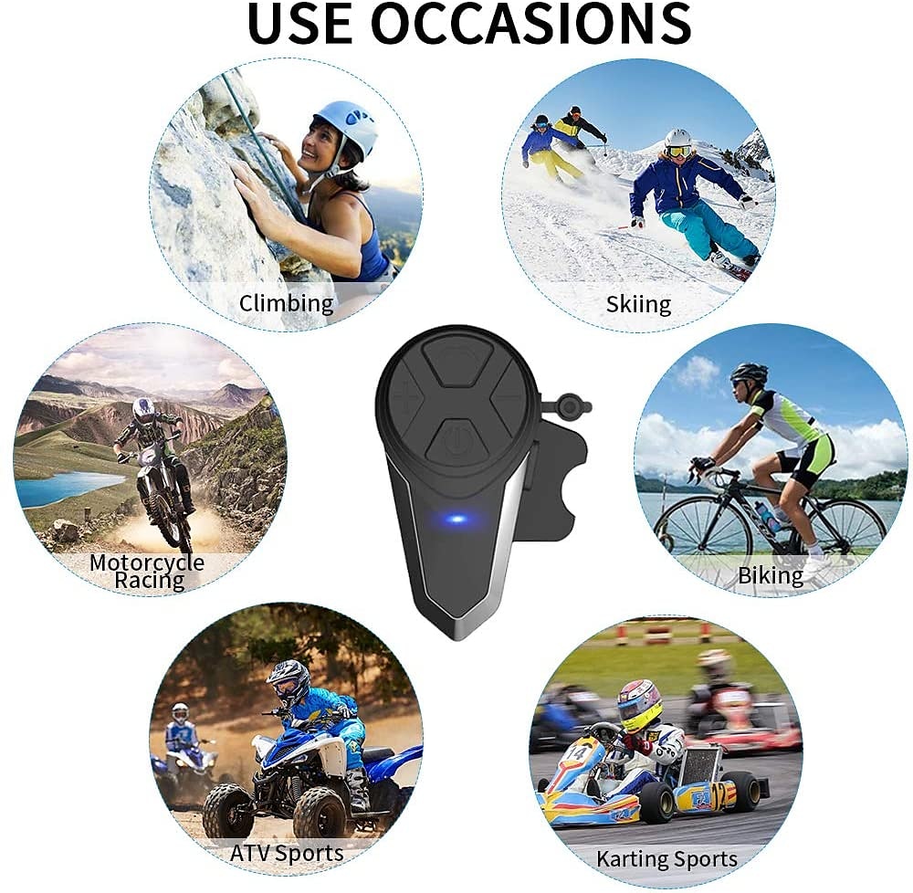 Motorcycle Bluetooth Headset Yaconob BT-S3 1000m Motorcycle Helmet Bluetooth Radio Intercom Wireless Interphone to 2-3 Riders Waterproof/Handsfree/Stereo Music/FM Radio/GPS/MP3）1 Pack 
