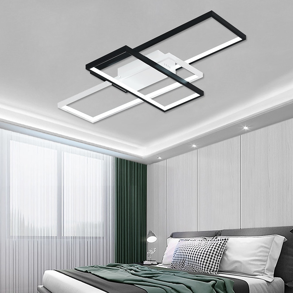 90cm led stropní svítidla 3světelná lineární zapuštěná montáž ambientní světlo stmívatelné lakované povrchy kovový hliník geometrický vzor moderní jednoduché pouze stmívatelné pomocí dálkového 2025 - $113.99 -P17