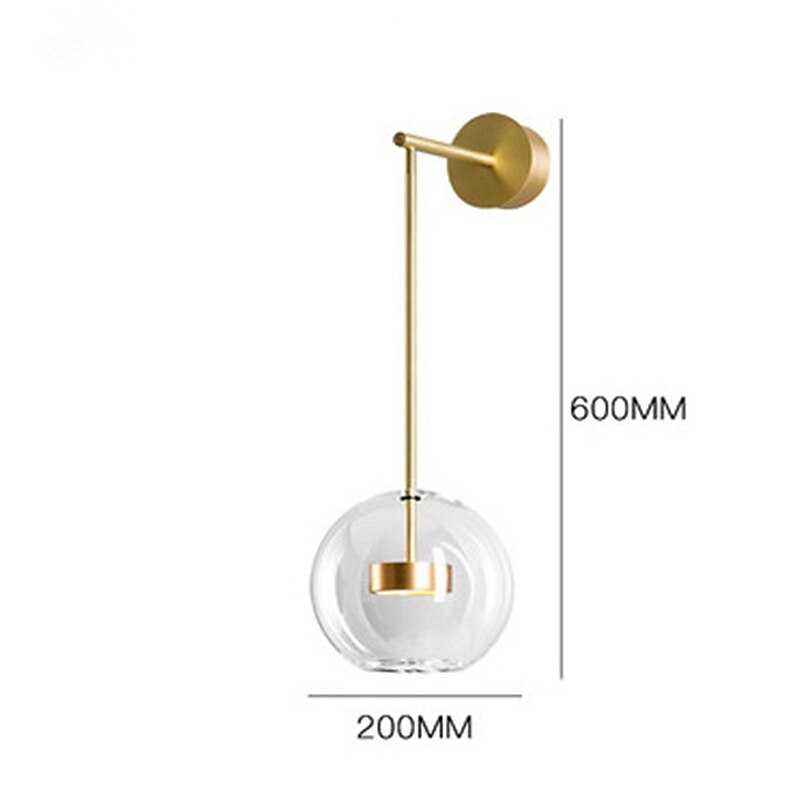 Lampada da parete a led luce da comodino camera modello nordico bolla camera da letto camera da letto lampada da parete palla di vetro camera da letto lampada da comodino del 2025 a $132.99 –P7