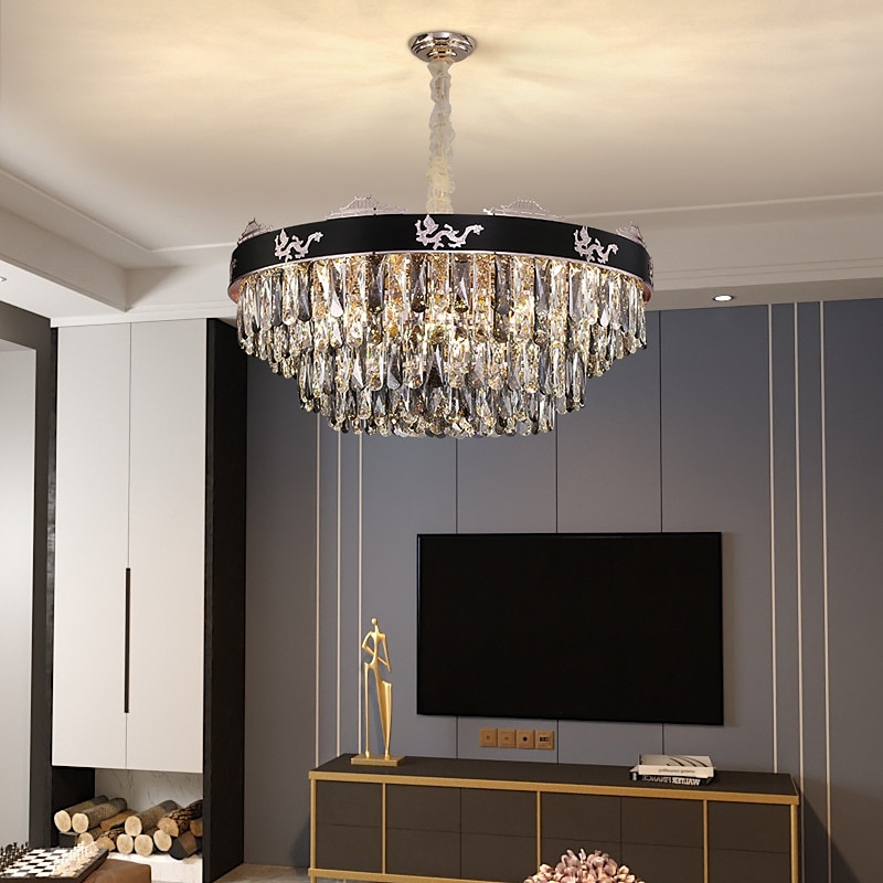 Lampadario a sospensione a LED in cristallo di lusso rotondo 80 cm Lanterna Desgin in acciaio inossidabile elettrolitico LED 220-240V 110-120V del 2025 a $2092.59 –P3