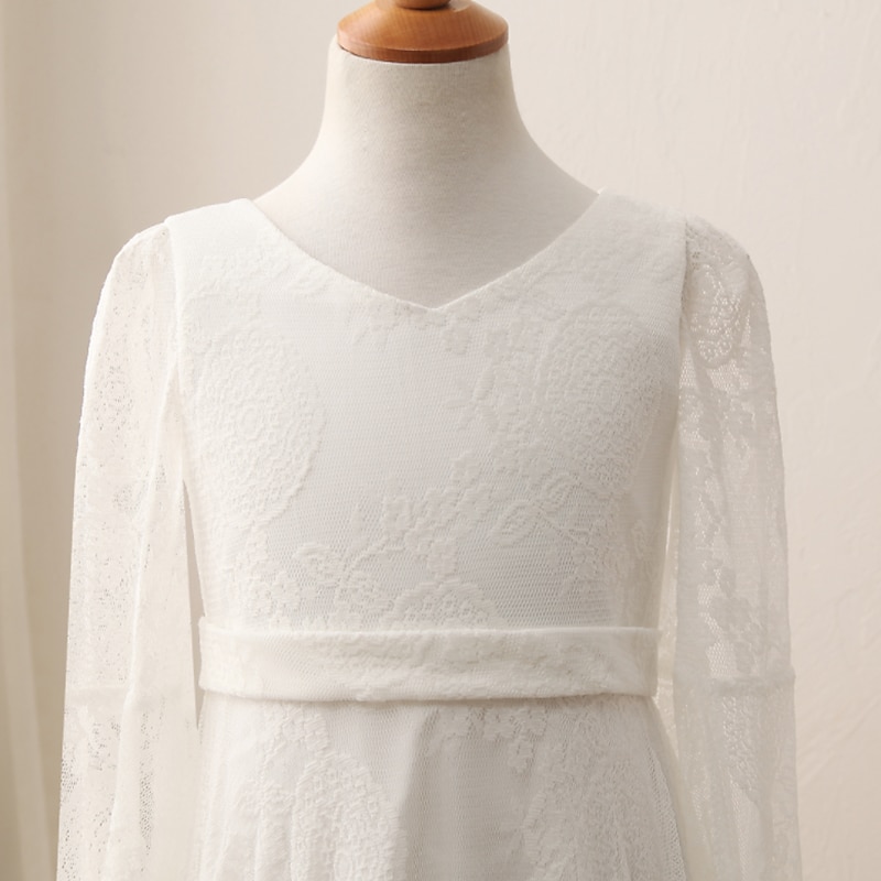 vestido de festa de casamento na praia, comprimento até o chão, vestido de dama de honra, festa de casamento, meninas, lindo vestido de baile, renda com renda, boho, praia, ajuste de 3 a 16 anos, de 2025 por $65.99 -P2