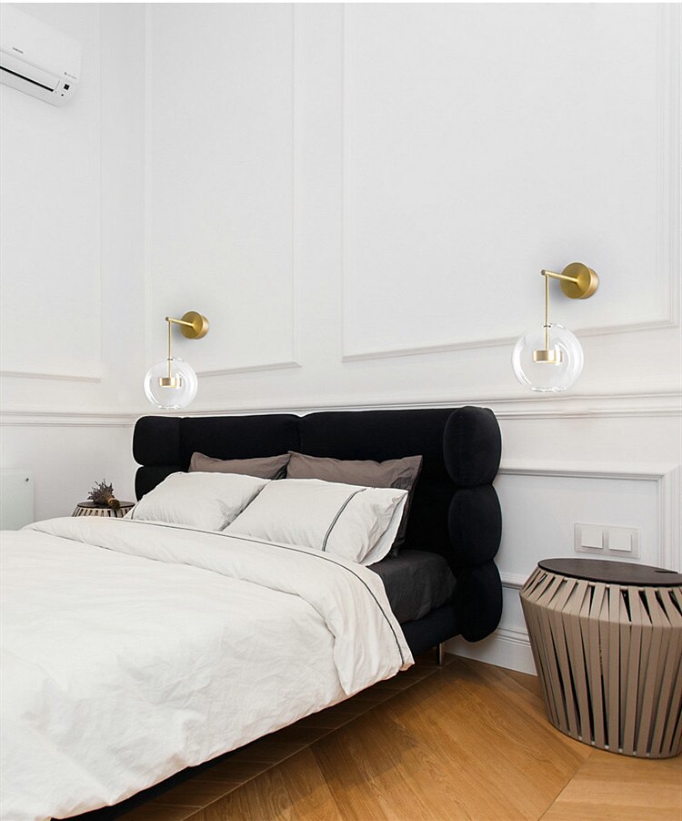 Lampada da parete a led luce da comodino camera modello nordico bolla camera da letto camera da letto lampada da parete palla di vetro camera da letto lampada da comodino del 2025 a $132.99 –P5