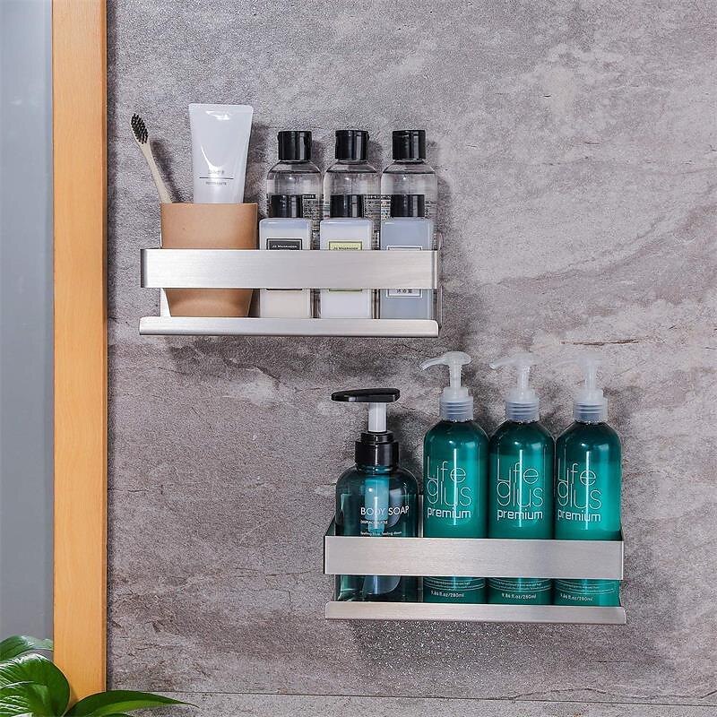 Self-adhesive Wall-mounted Punch-free Bathroom Shelf, Shower