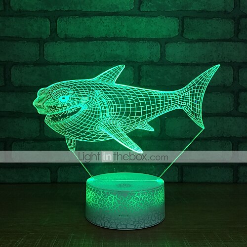 luz de noche led lámpara de tiburón 3d multi 7 cambio de color interruptor táctil lámpara de mesa óptica alimentado por usb para la habitación del hogar bar fiesta decoración del festival decoración 2025 - $30.99 –P6